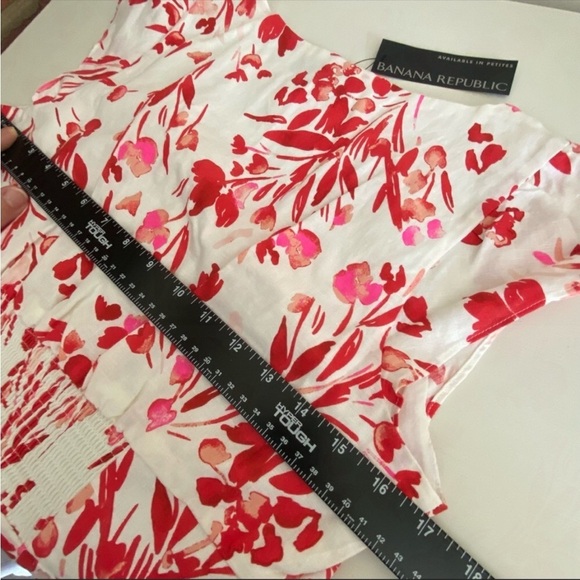 Banana Republic NWT Spring Coral Floral Linen Cotton Mini Dress - Picture 14 of 16